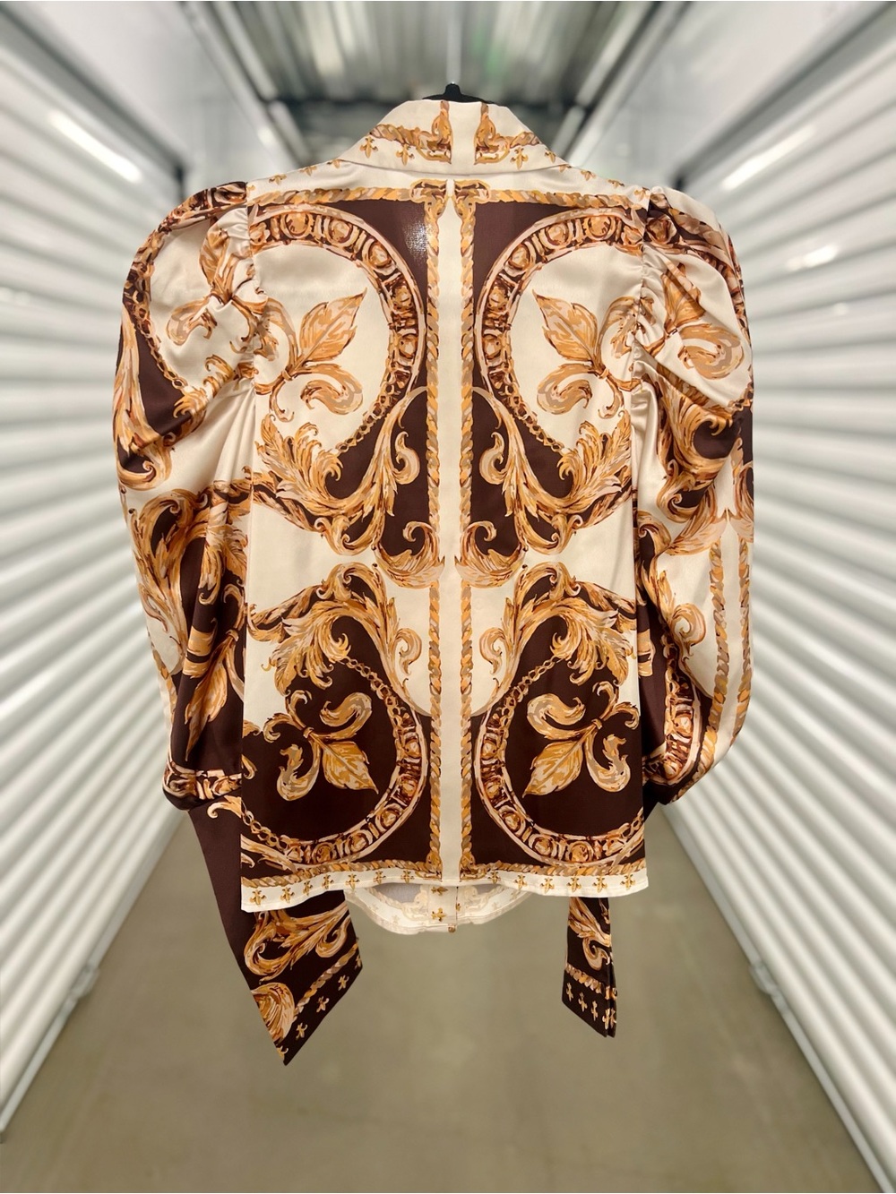 Brown Cream Baroque-Print High-Waist Pant Set - Picture 7 of 8